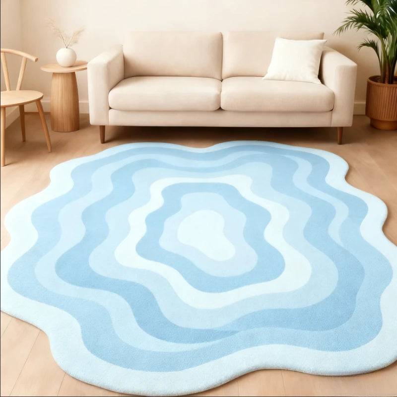 Estilo moderno decoração do quarto tapete irregular grande área para sala de estar engrossado pelúcia gradiente tapete fofo macio