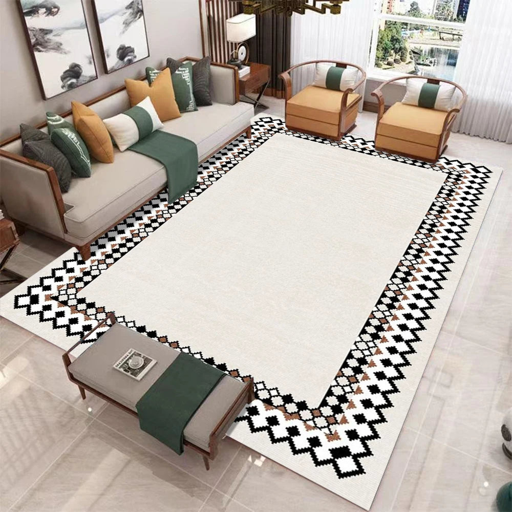 Tapetes geométricos nórdicos de luxo, sala de estar, para quarto, sofá, mesa ao lado de grande área, decoração de casa, tapete