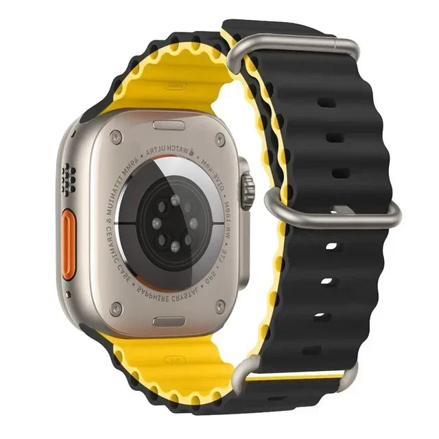 Pulseira oceano para apple watch ultra 2 band 49mm 10 9 8 7 45mm 41mm pulseira de silicone iwatch 6 5 4 3 se 44mm 40 42mm banda