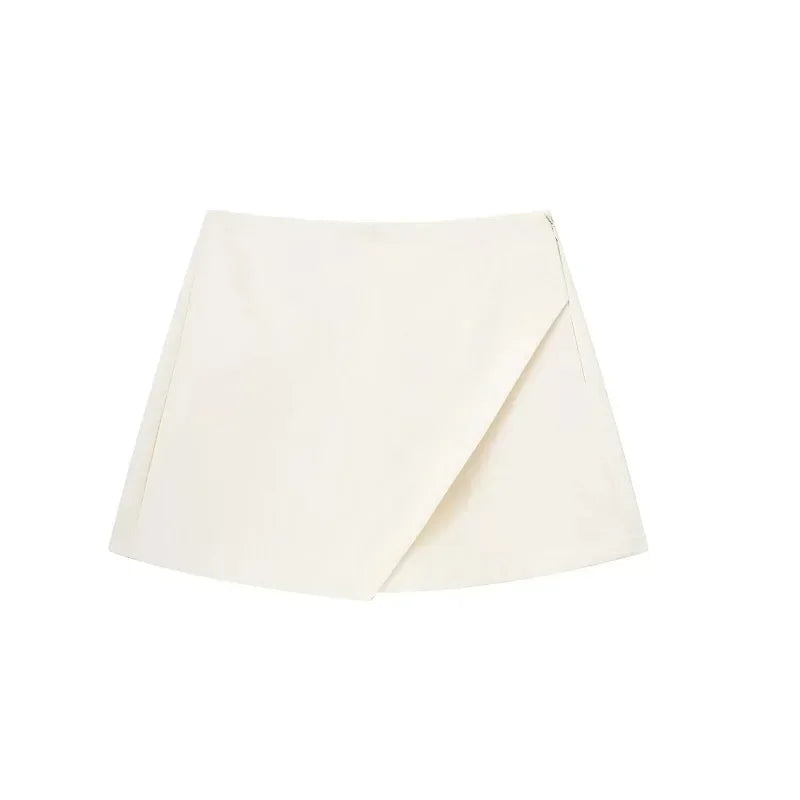 Hxao skort para mulher de cintura alta branco preto saia calças mulher verão 2024 assimétrico cáqui saia shorts casual feminino skort