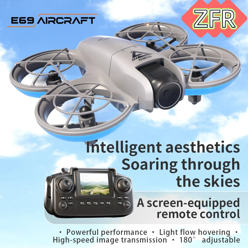 E69 mini drone câmera hd para evitar obstáculos fotografia aérea sem escova câmera dupla profissional com tela quadcopter