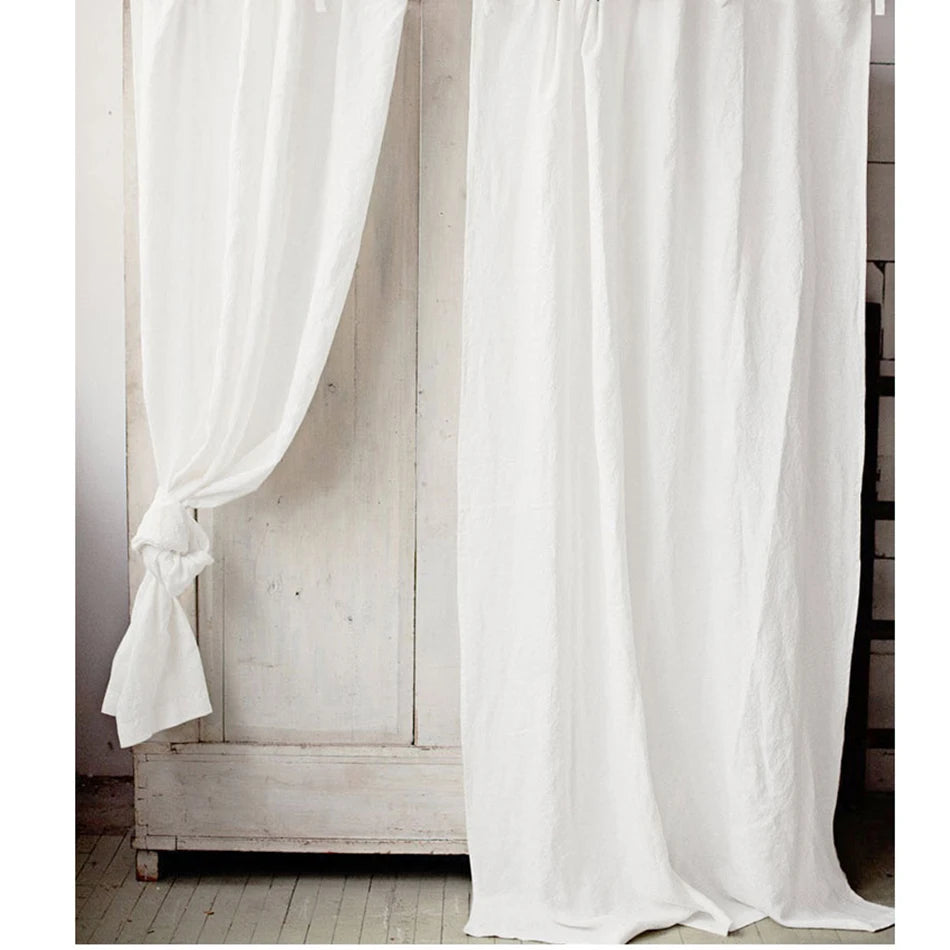 Cortina com Rod Pocket for Window, 100% Linho, Filtragem de Luz, Farmhouse Living Room, Children Bedroom, Environmental, Linen