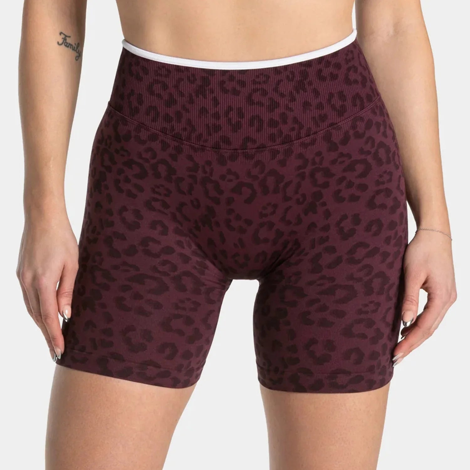 Shorts de ioga com estampa de leopardo, shorts esportivos femininos sem costura para academia, cintura alta, push up, fitness, ciclismo