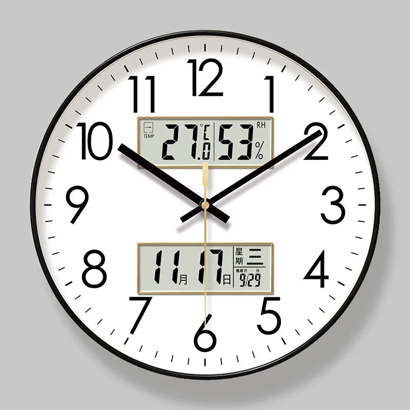 2025 novo calendário eletrônico de temperatura e umidade de 10/12/14 polegadas relógio de parede multifuncional display duplo mudo relógios de quartzo