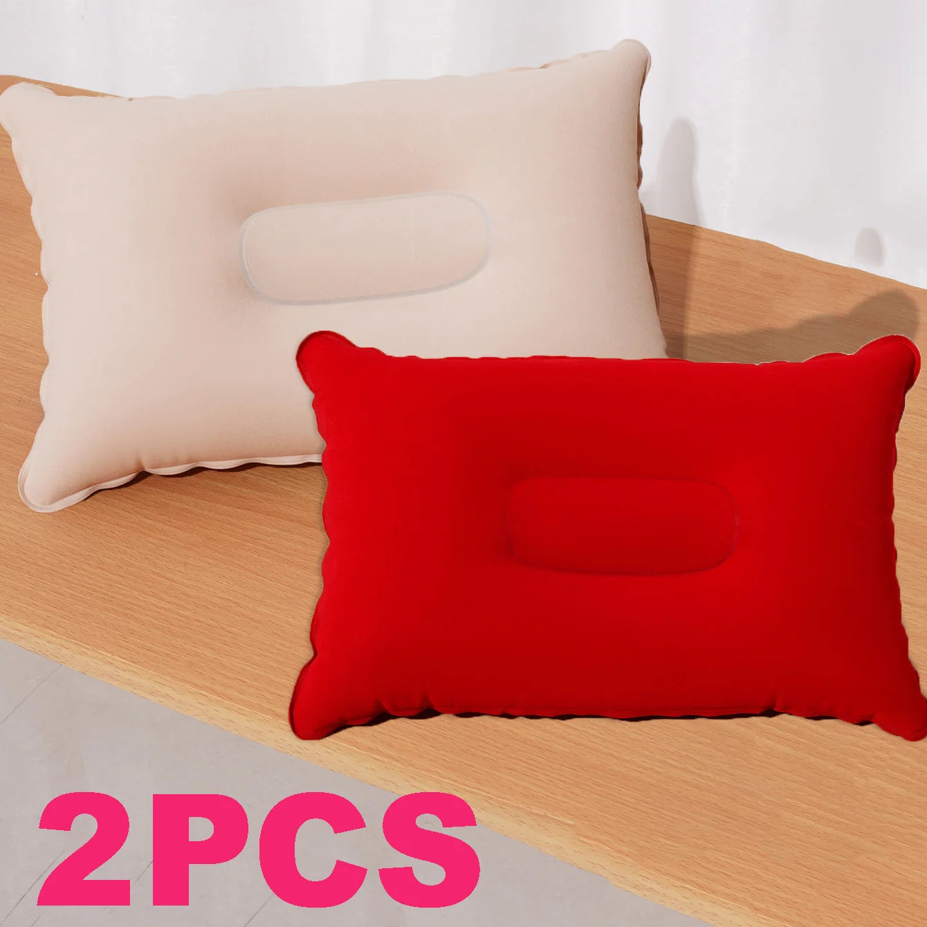 2 unidades/pacote travesseiro quadrado inflável, travesseiro de pescoço de viagem, compacto e leve, ideal para viagens, escritório e uso de cochilo