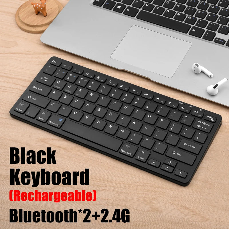 Conjunto de teclado e mouse sem fio 2.4g, bluetooth 5.0, combo de teclado e mouse, 2 modos, mini teclado e mouse para laptop, acessórios para pc