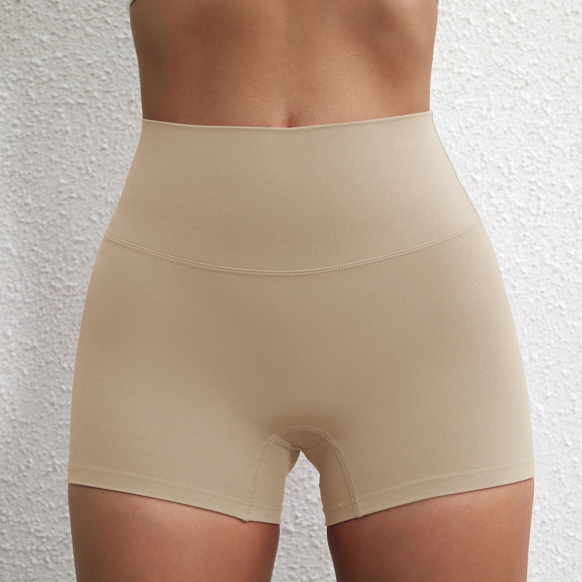 Sexy cor sólida cintura alta atlético yoga perna curta ciclismo feminino fitness esporte curto treinamento abrangente jogging agachamento à prova