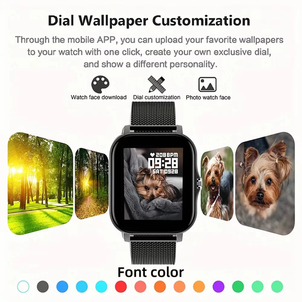 LAXASFIT 2025 Novo Relógio Inteligente para Homens Mulheres Presente Tela de Toque Completa Esportes Fitness Relógio Bluetooth Chamada Digital Smartwatch