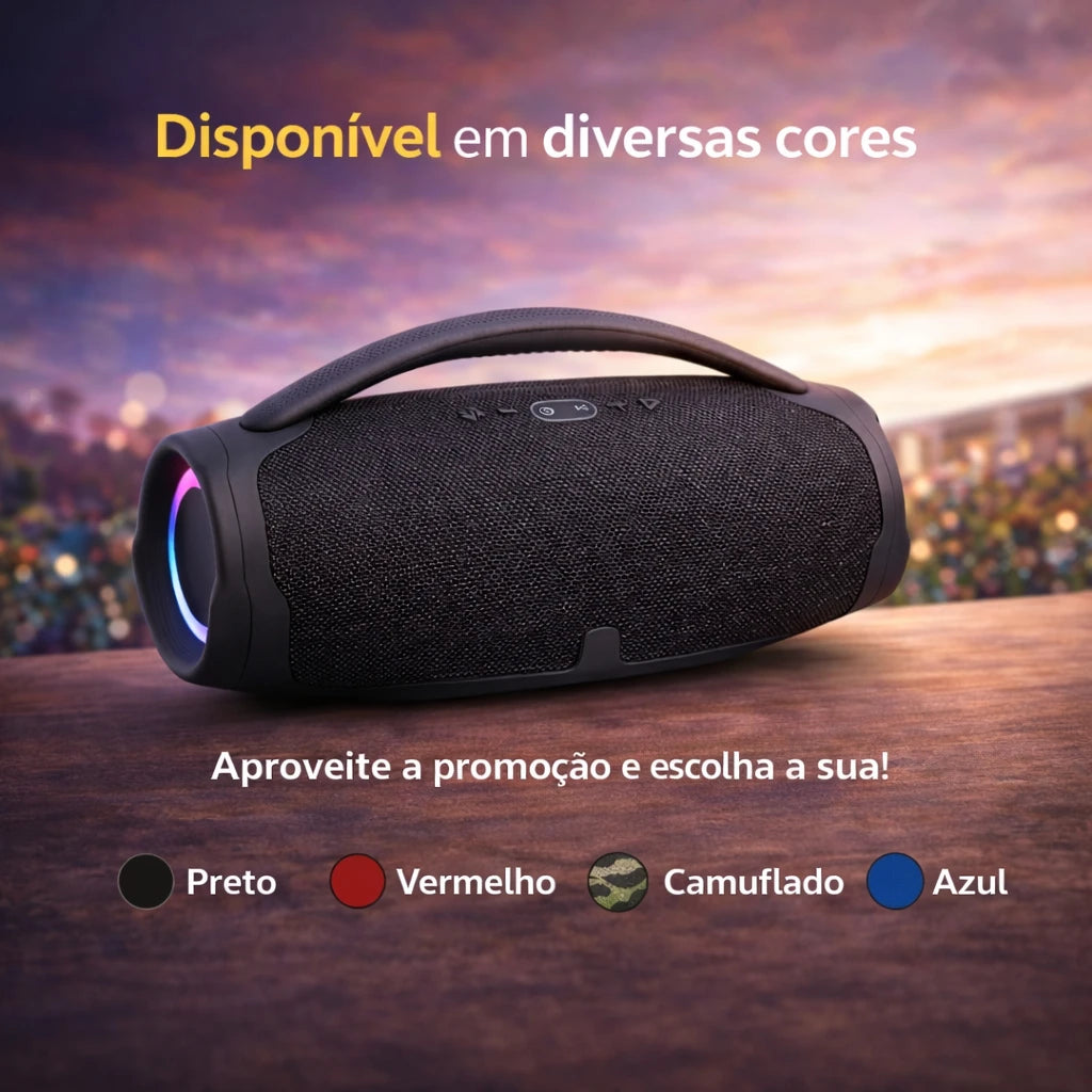 Caixa de Som Portátil Bluetooth 70W, Estilo Boombox com Alto-Falante Potente e Resistente à Água para Uso Externo