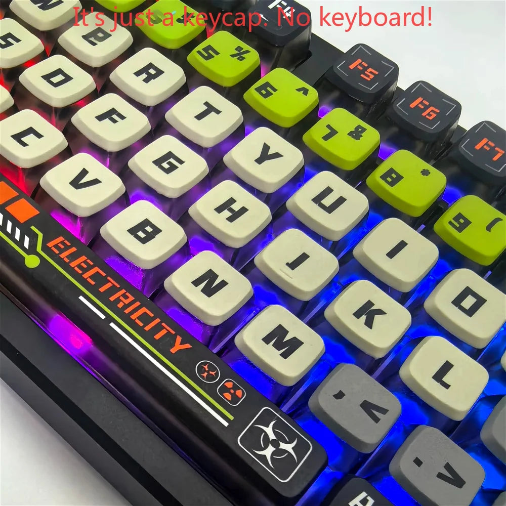 Doomsday Crossing Keycaps personalizados 125 teclas PBT + PC SAX Quad Translúcido Pudding Keycaps para MX Switch Teclados mecânicos