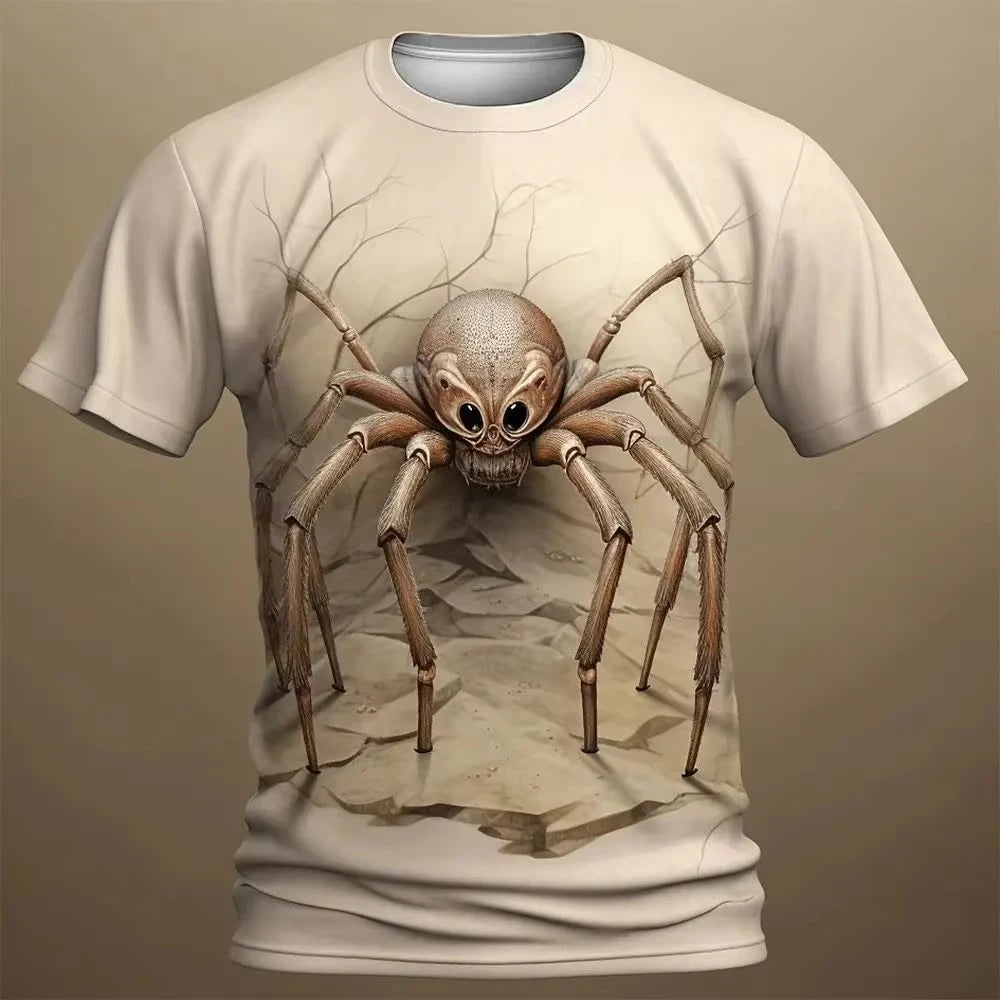 2024 verão nova camiseta masculina harajuku aranha crânio 3d impresso camiseta roupas masculinas moda punk t casual street wear camiseta