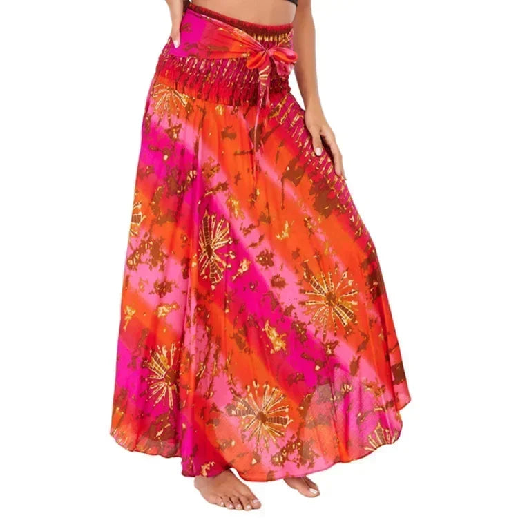 Sexy verão longo boho inferior saia feminina vintage casual ropa mujer faldas solta moda y2k maxi saias roupas femininas saia jupe
