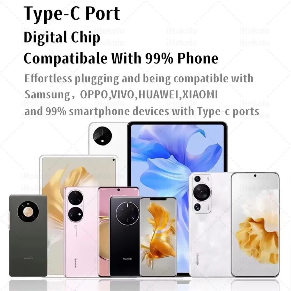 Fones de Ouvido com Fio Tipo C Originais, Fones de Ouvido de 3.5mm, Acessórios para Earbuds