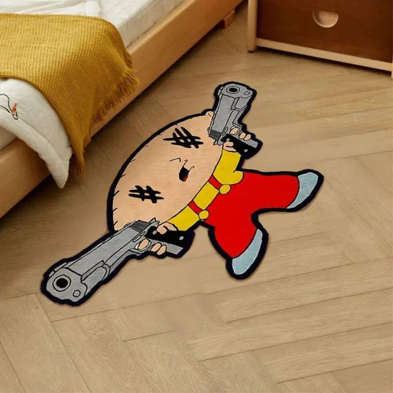 Tapete de personagem de desenho animado VIKAMA - Confortável e quente - Tapete de entrada de banheiro - Almofada lateral do quarto - Decoração de casa