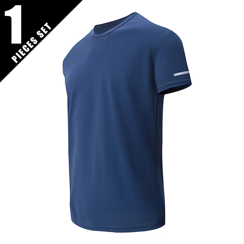 4/1 pçs verão masculino cor sólida coringa de secagem rápida manga curta solta plus size esportes correndo jogando camisa masculina de meia-idade