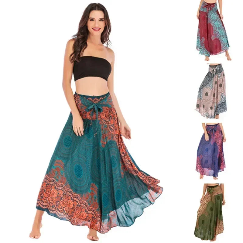Sexy verão longo boho inferior saia feminina vintage casual ropa mujer faldas solta moda y2k maxi saias roupas femininas saia jupe
