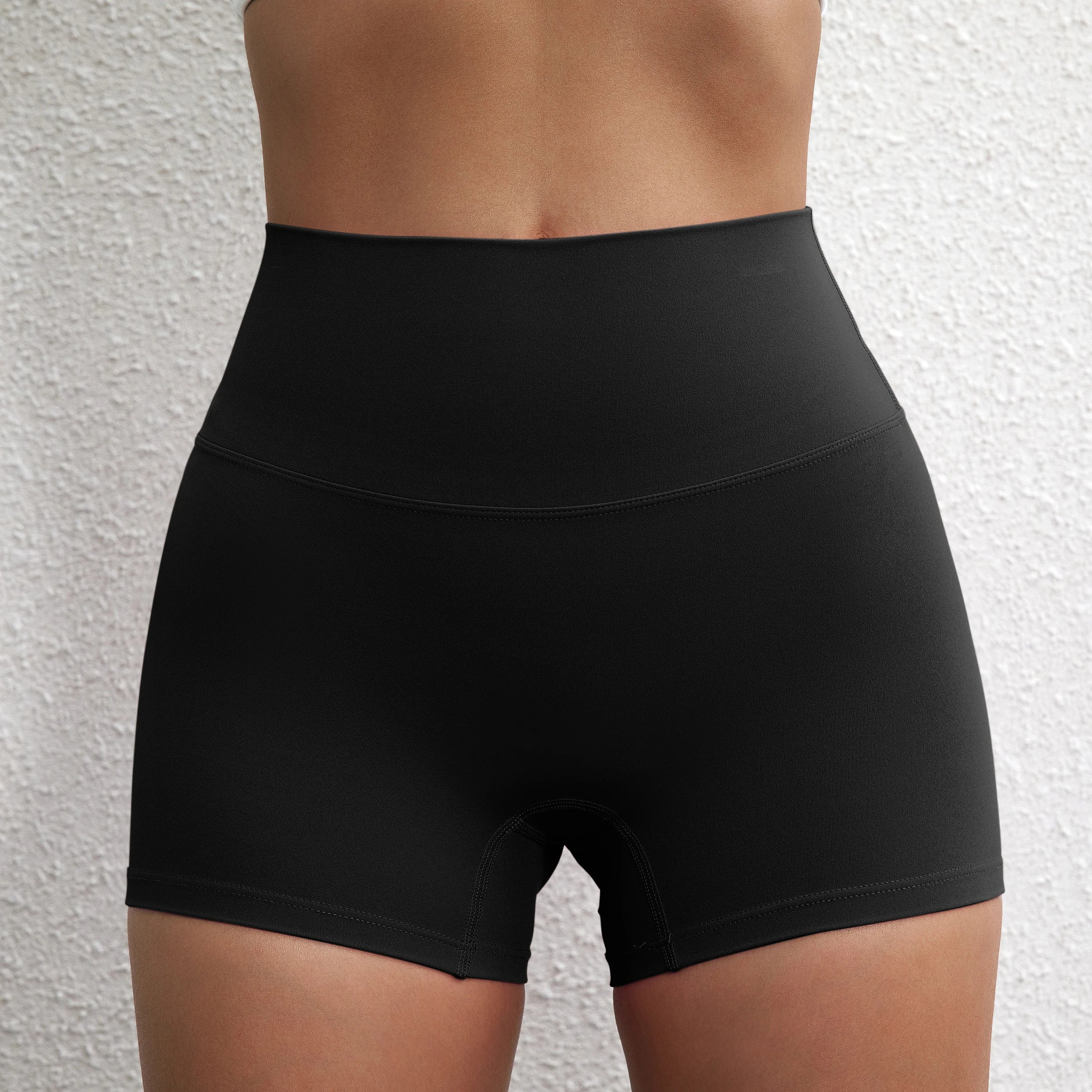 Sexy cor sólida cintura alta atlético yoga perna curta ciclismo feminino fitness esporte curto treinamento abrangente jogging agachamento à prova
