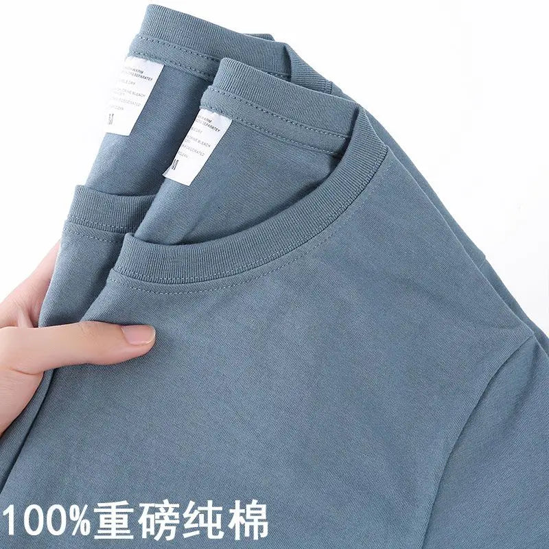 100% Algodão T-shirt Dos Homens Mulheres Cor Sólida O Pescoço de Manga Curta Tops Verão Coreano Solto Meia-manga T Shirt Unisex M-4XL