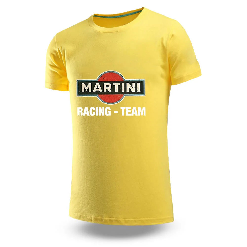 2025 solto respirável confortável manga curta verão homem algodão topos casual esportes camiseta martini corrida logotipo impressão camisas