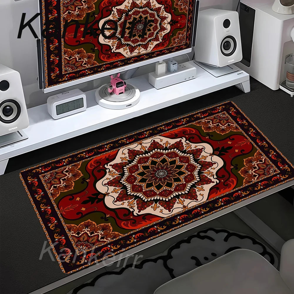 Tapete de Mesa Grande com Estampa Persa, Antiderrapante, para Escritório, Gamer, Acessório de Computador, Tapete de Velocidade para Mesa