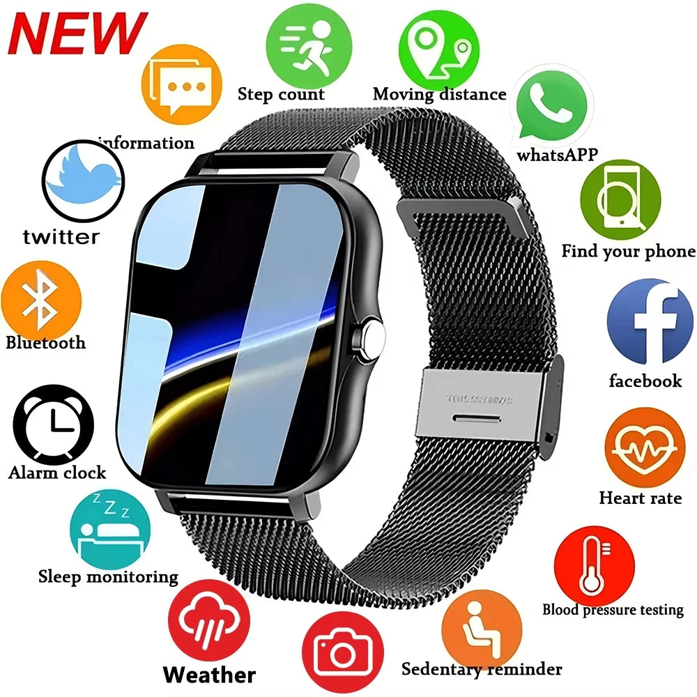 LAXASFIT 2025 Novo Relógio Inteligente para Homens Mulheres Presente Tela de Toque Completa Esportes Fitness Relógio Bluetooth Chamada Digital Smartwatch