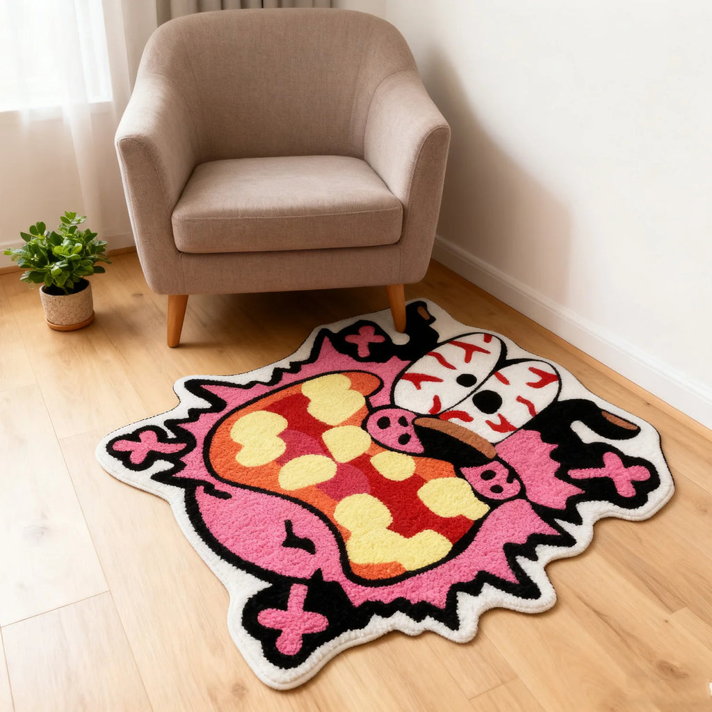 Tapete Decorativo Divertido em Forma de Cartoon VIKAMA, Tapete Plush Único para Quarto e Sala de Estar, Decoração para Casa