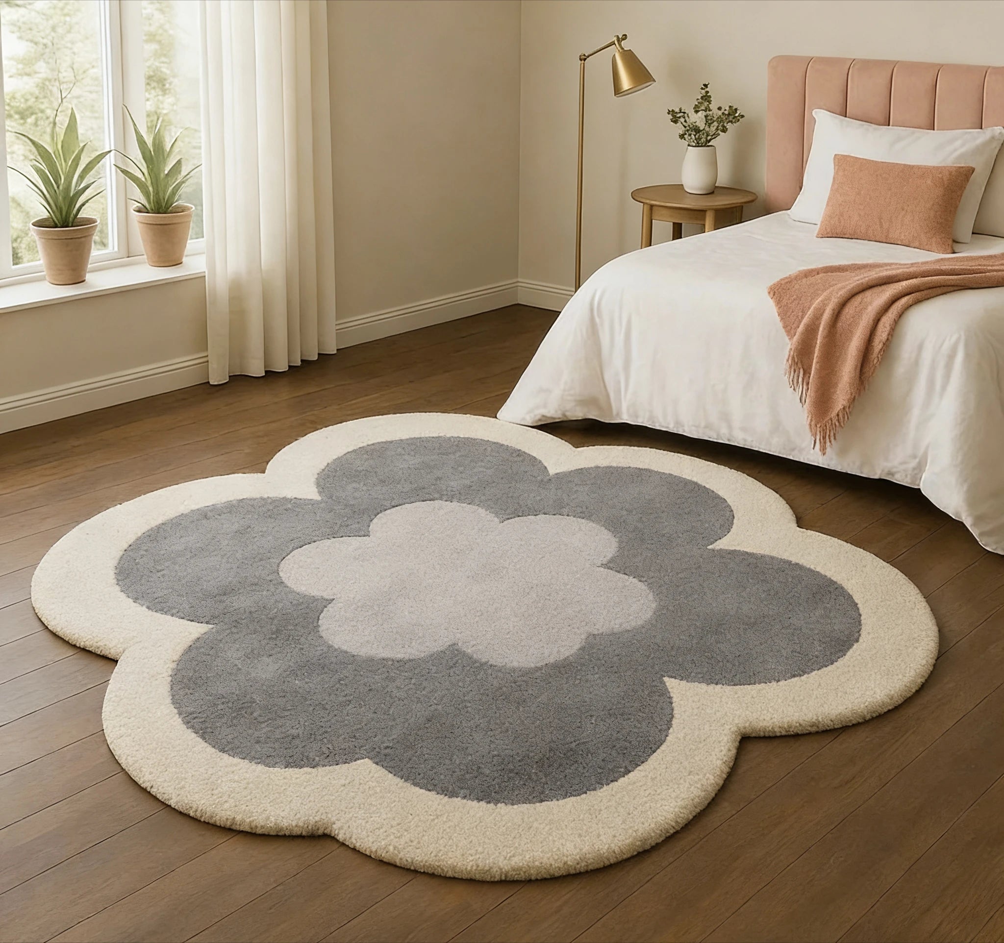 Forma de flor tapetes para sala estar forma irregular decoração do quarto menina tapete engrossado pelúcia cabeceira tapete macio