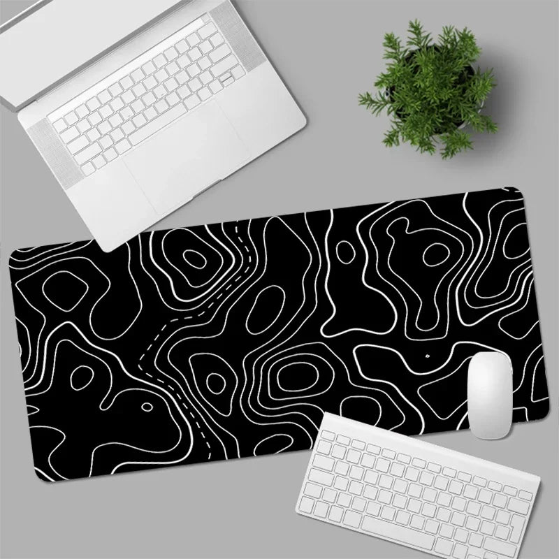 Preto e branco mouse pad grande acessórios de jogos de computador mousepads tapetes de mesa tapete antiderrapante portátil macio mouse pad mouse