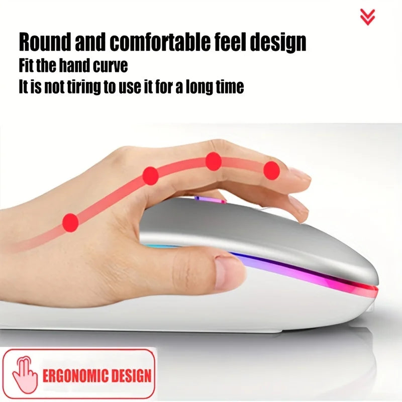 Rato sem fio bluetooth 2.4g modos duplos recarregável ratos rgb ergonômico silencioso clique mouse para computador pc ipad laptops 3600dpi