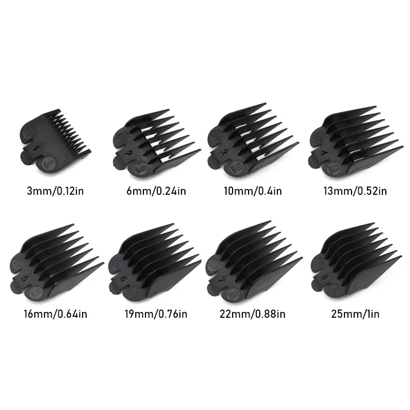 Pentes de corte de cabelo universais, 10 peças, para máquina profissional de aparador de cabelo, acessórios de barbeiro, pentes de limite de aparador 1.5-25mm