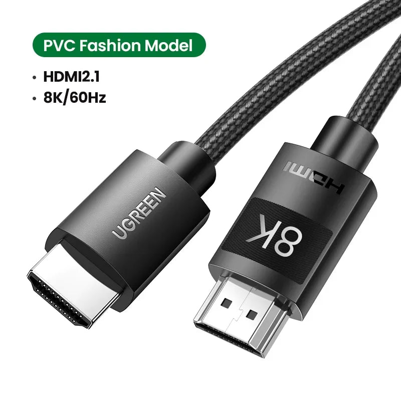 Cabo HDMI 2.1 2.0 UGREEN Ultra Alta Velocidade 4K 8K/60Hz 4K/120Hz para Xiaomi Mi Box PS5 Dolby Vision 48Gbps Compatível com HDMI