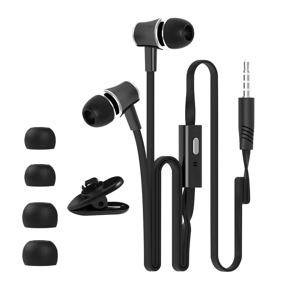 Fones de ouvido extra graves com fio fone de ouvido 3.5mm com microfone estilo macarrão наушники esporte fone para samsung