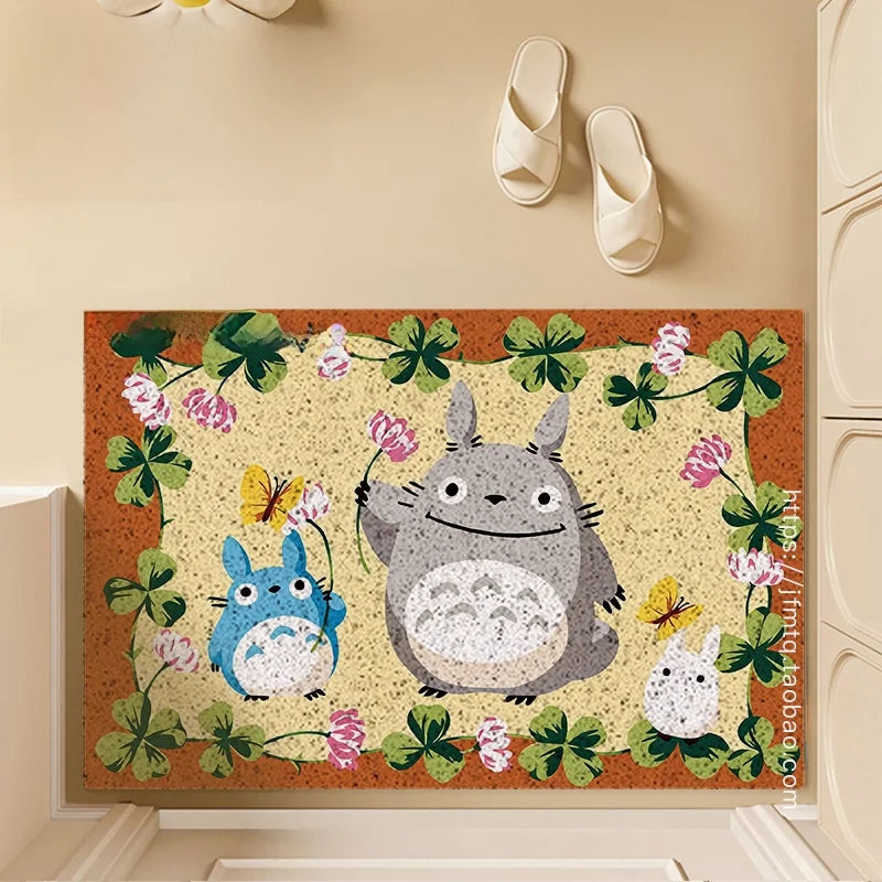 Tapete de Porta Totoro Antiderrapante Personalizável para Uso Doméstico Tapete Redondo Trançado Resistente à Sujeira para Uso...