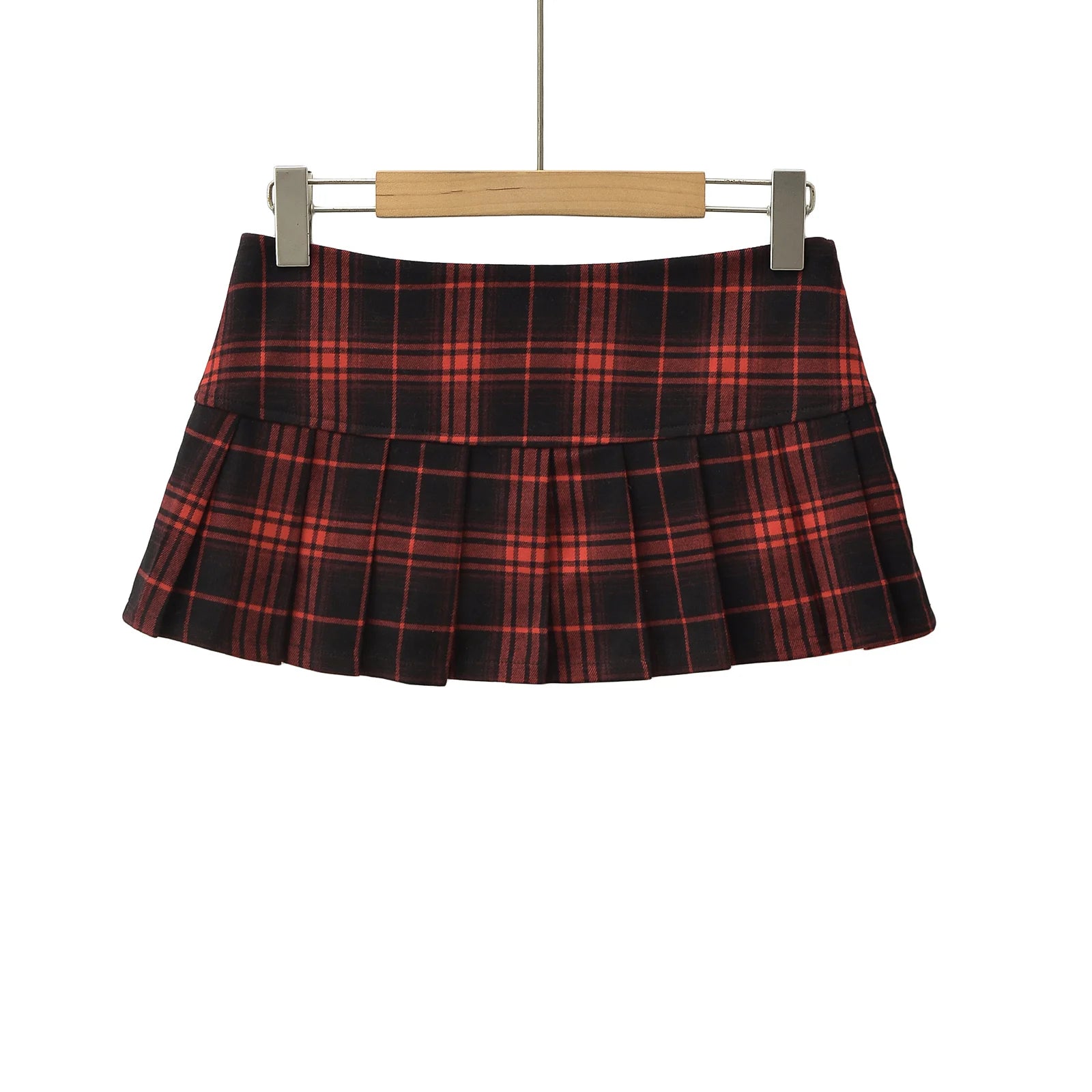 Mini-saia xadrez vermelho vintage feminina, botões de saias plissadas, estilo preppy, moda coreana, roupas, verão, Y2k