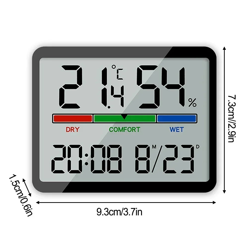 Relógio eletrônico de temperatura multifuncional com bateria cr2030 alimentado 3.5x2.7x0.6 polegadas acessórios magnéticos de parede pendurada lcd