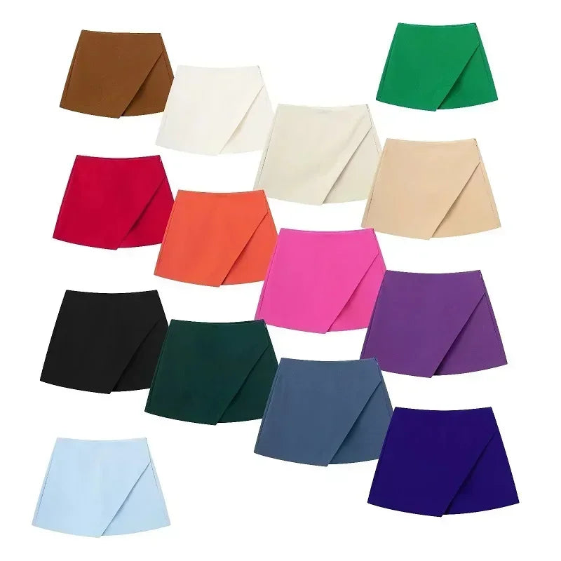 Hxao skort para mulher de cintura alta branco preto saia calças mulher verão 2024 assimétrico cáqui saia shorts casual feminino skort
