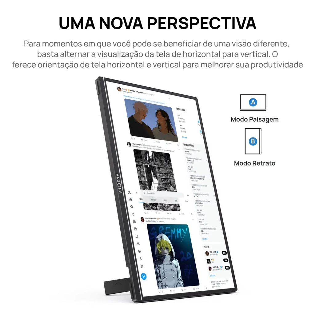 ARZOPA 16 "2.5K QHD Monitor Portátil 16:10 Tela IPS com Tipo-c Mini HDMI Segundo Display para MAC/Laptop/PC/Xbox/PS/Switch, Z1RC