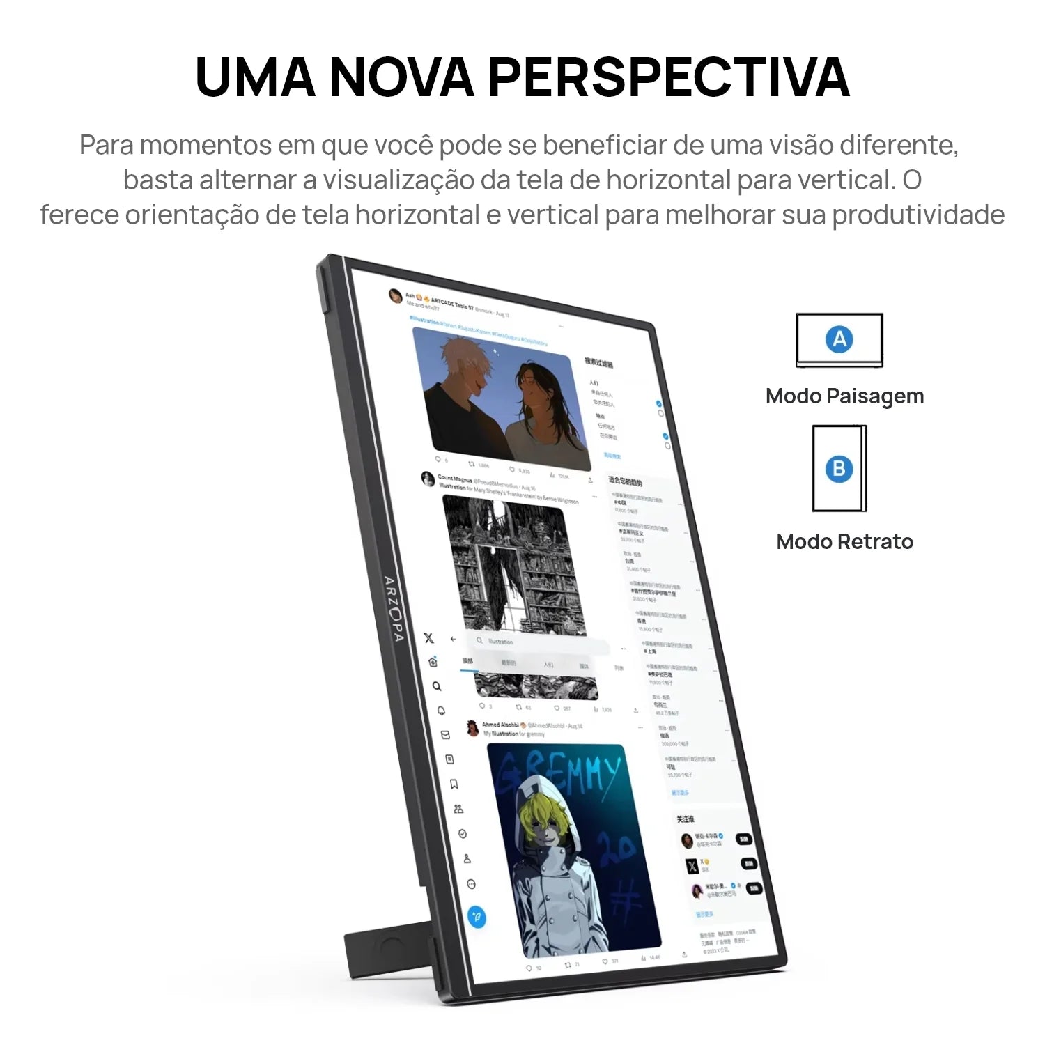 ARZOPA 16 "2.5K QHD Monitor Portátil 16:10 Tela IPS com Tipo-c Mini HDMI Segundo Display para MAC/Laptop/PC/Xbox/PS/Switch, Z1RC