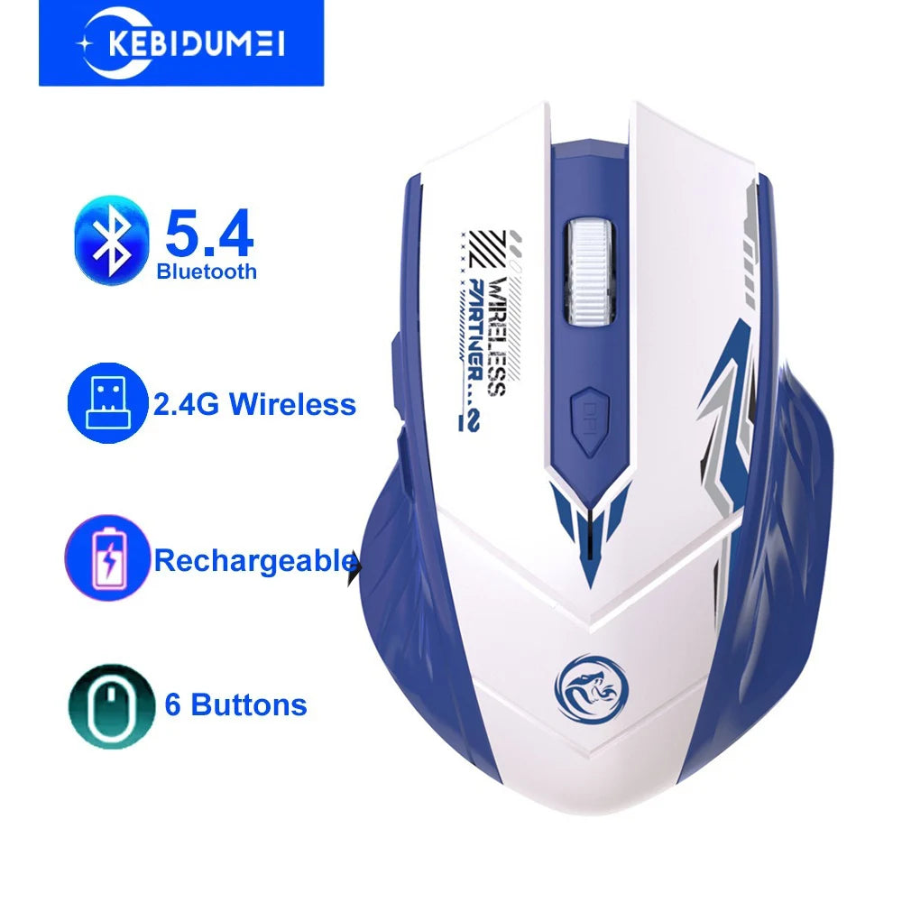 Bluetooth 5.4 mouse modo duplo 2.4g mouse sem fio 6 botões mouse para jogos escritório silencioso ratos recarregável para computador portátil