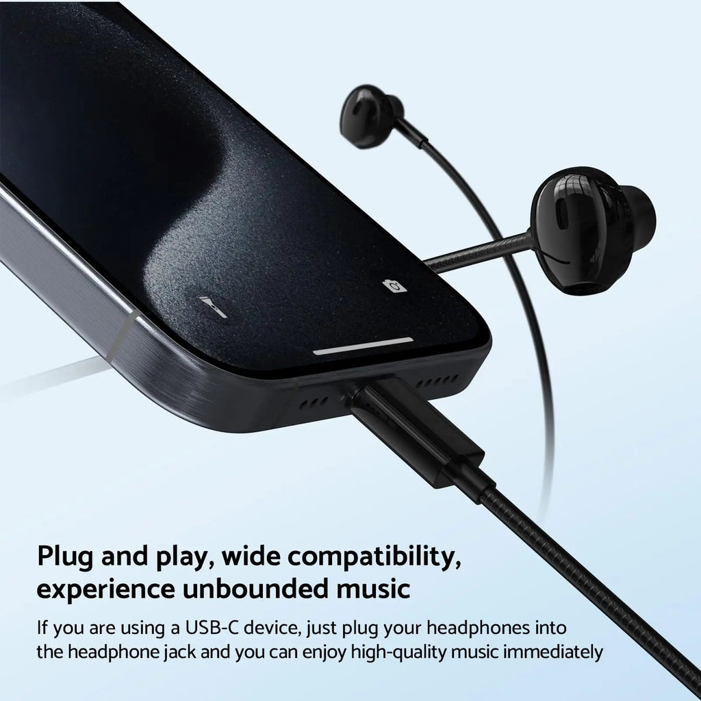Fones de Ouvido Samsung HiFi com Controle de Volume e Microfone, USB Tipo C e Conector de 3.5mm, Fones de Ouvido com Fio para Galaxy S25 S24 S23 S22 Ultra