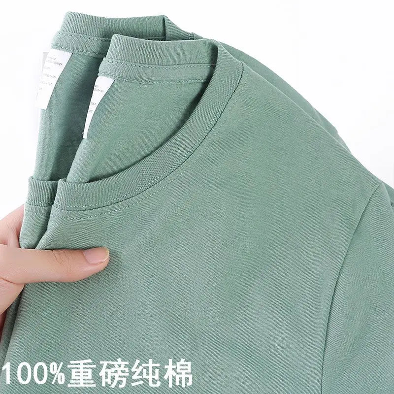 100% Algodão T-shirt Dos Homens Mulheres Cor Sólida O Pescoço de Manga Curta Tops Verão Coreano Solto Meia-manga T Shirt Unisex M-4XL