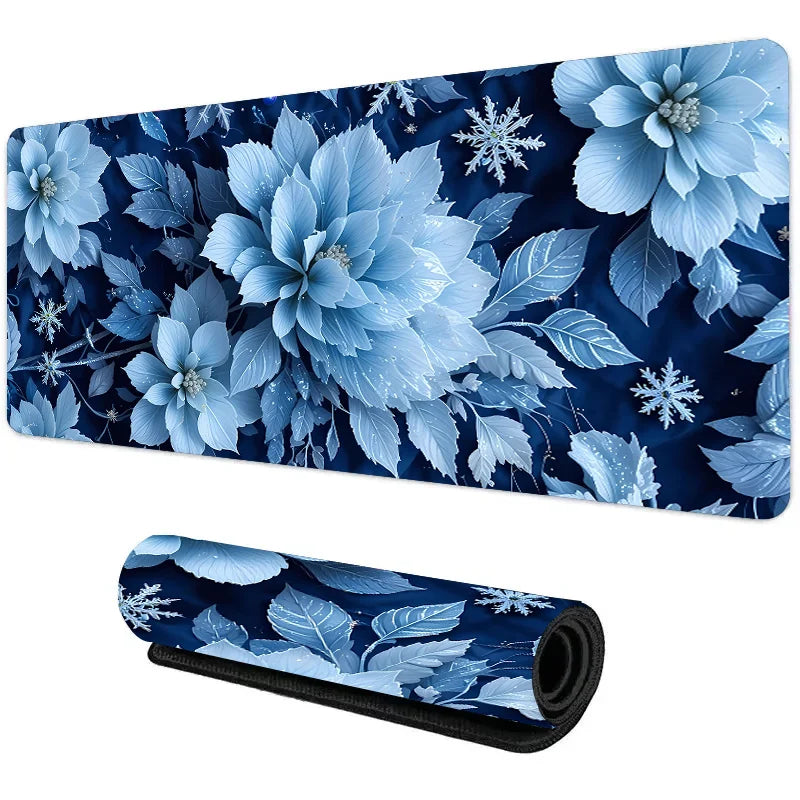 Tapete de mouse com planta floral verde botânica, tapete de mesa grande, acessórios de jogos antiderrapantes, bordas costuradas para escritório e casa