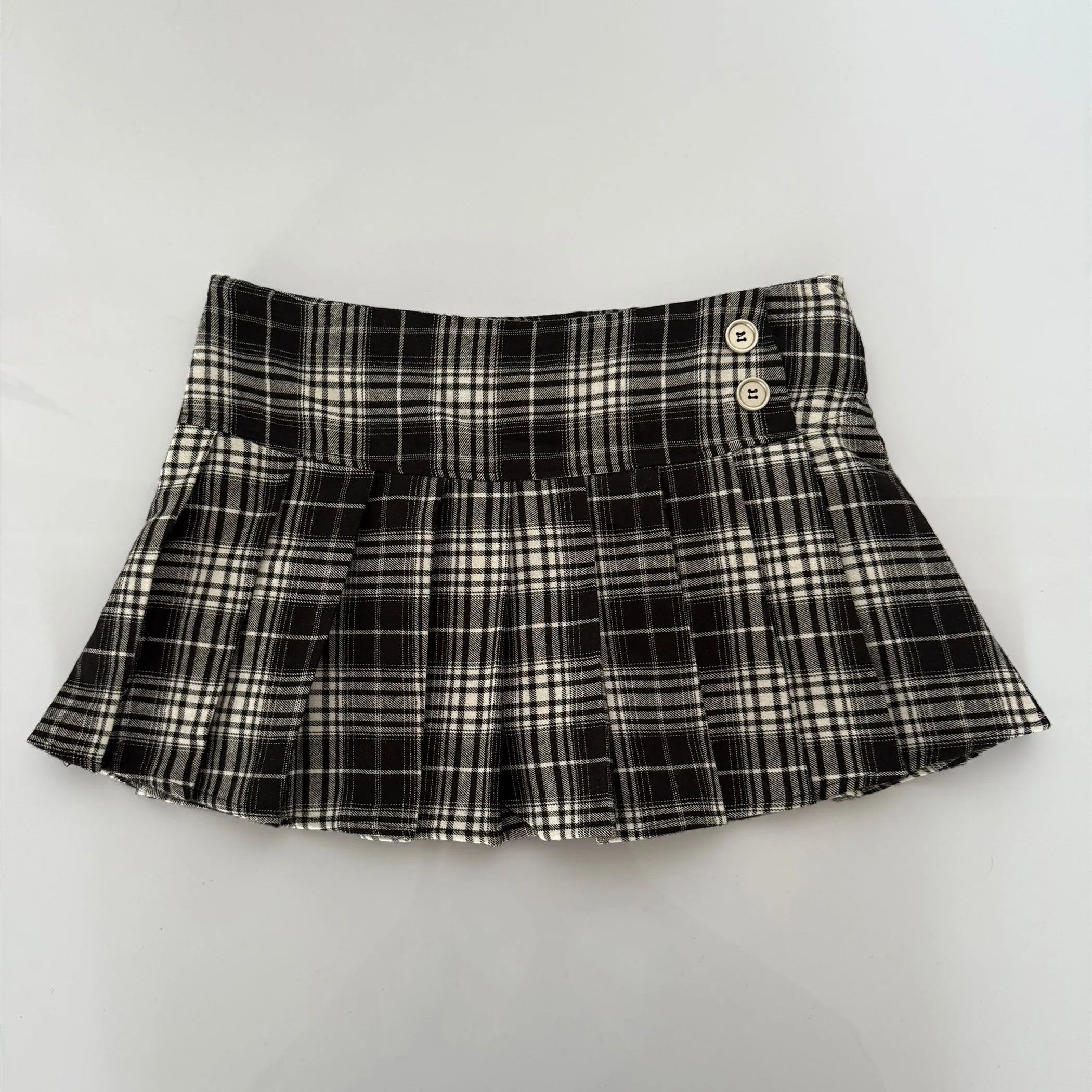 Mini-saia xadrez vermelho vintage feminina, botões de saias plissadas, estilo preppy, moda coreana, roupas, verão, Y2k