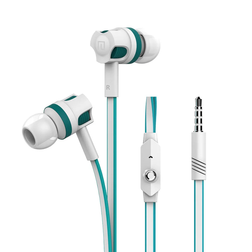 Fones de ouvido extra graves com fio fone de ouvido 3.5mm com microfone estilo macarrão наушники esporte fone para samsung