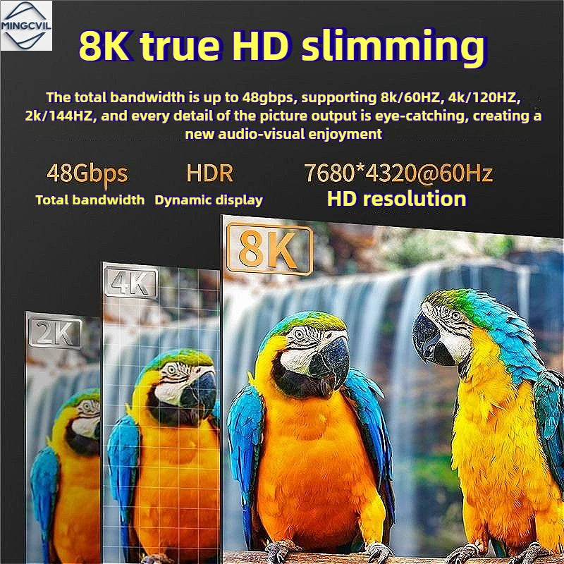 Mingcvol 48gbps hdmi-cabo 8k 60hz 1m 2m 3m 5m hdmi-compatível 2.1 cabo 4k 120hz hdr 3d efeito vídeo para hdtv pc
