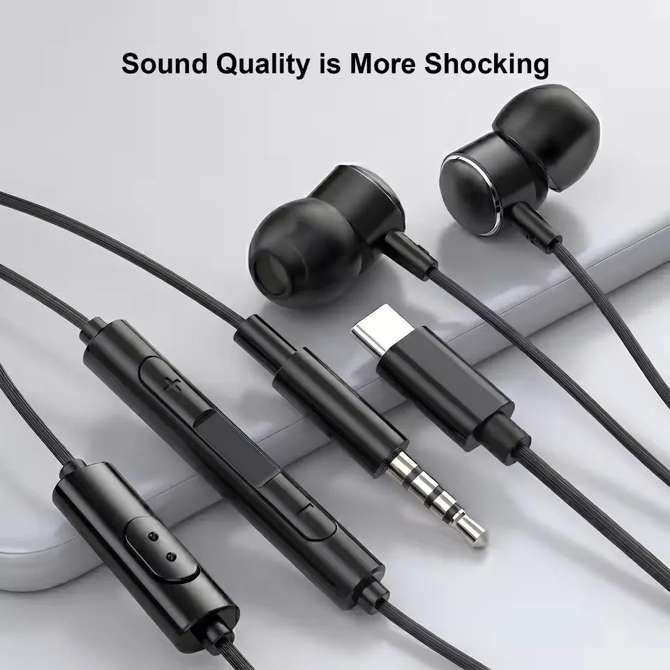 Fones de Ouvido Samsung USB Tipo C com Conector de 3,5mm, Fones de Ouvido com Controle por Cabo, In-ear, HiFi Bass Stereo para Galaxy S25 S24 S23