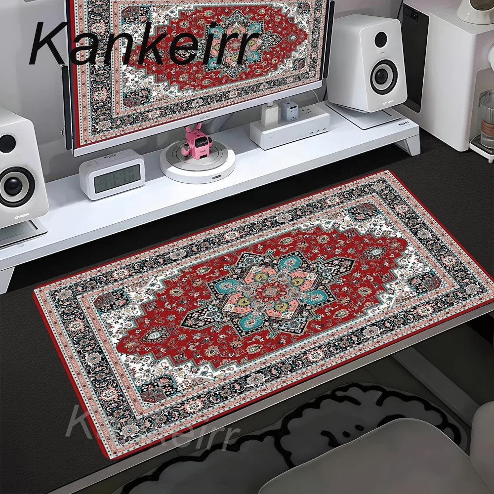 Tapete de Mesa Grande com Estampa Persa, Antiderrapante, para Escritório, Gamer, Acessório de Computador, Tapete de Velocidade para Mesa
