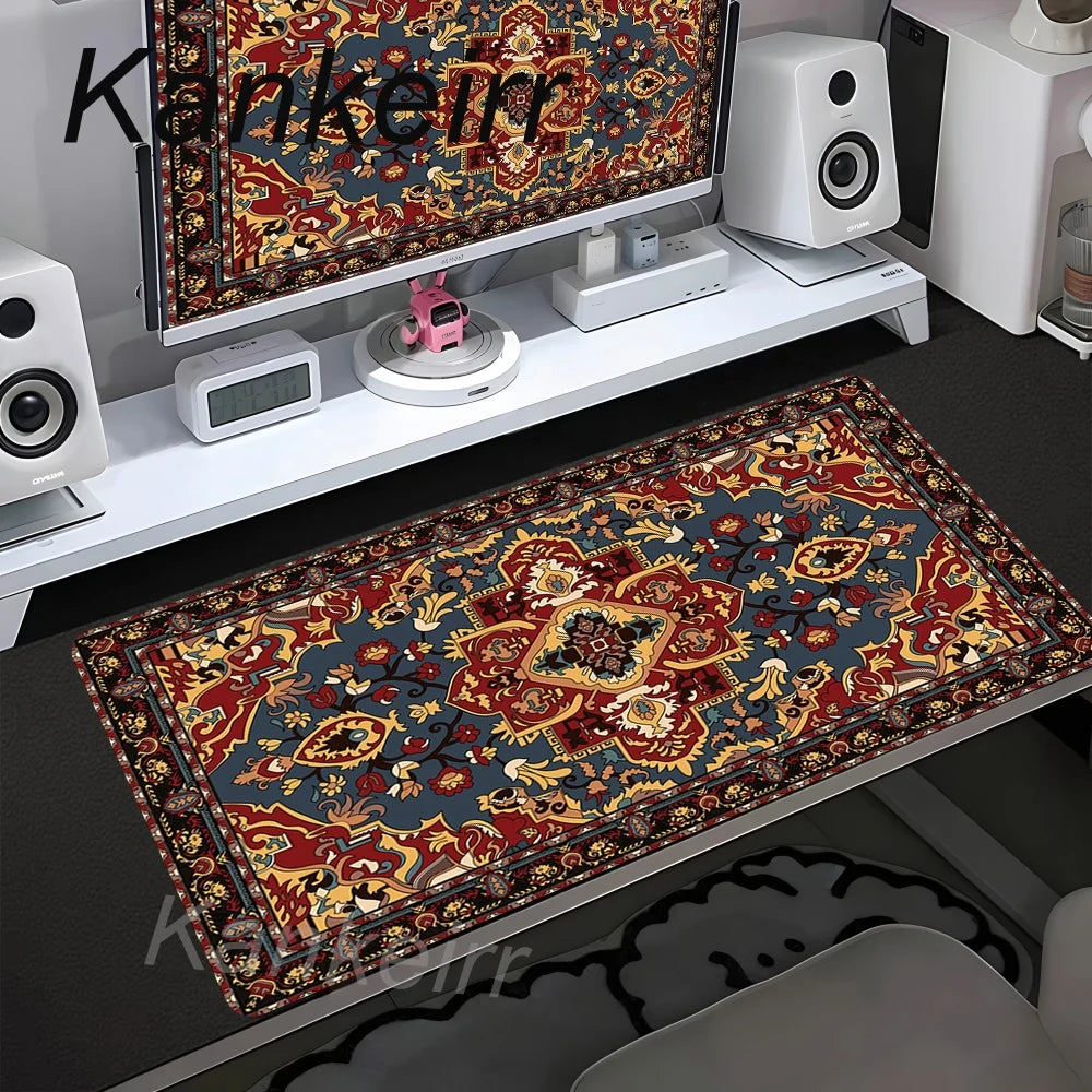 Tapete de Mesa Grande com Estampa Persa, Antiderrapante, para Escritório, Gamer, Acessório de Computador, Tapete de Velocidade para Mesa