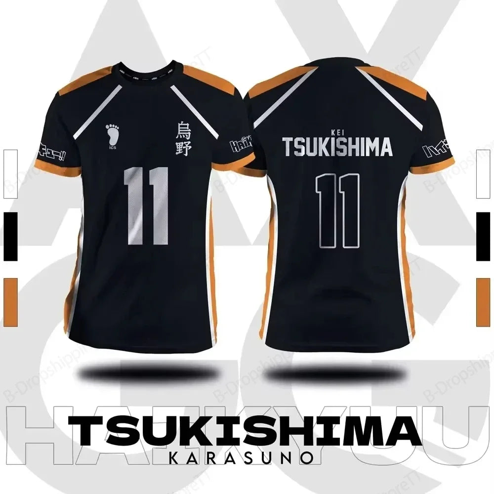 Camisa xadrez japonesa Haikyuu Fox Valley, anime impresso em 3D para homens e mulheres, camiseta esportiva de manga curta da moda de tamanho grande