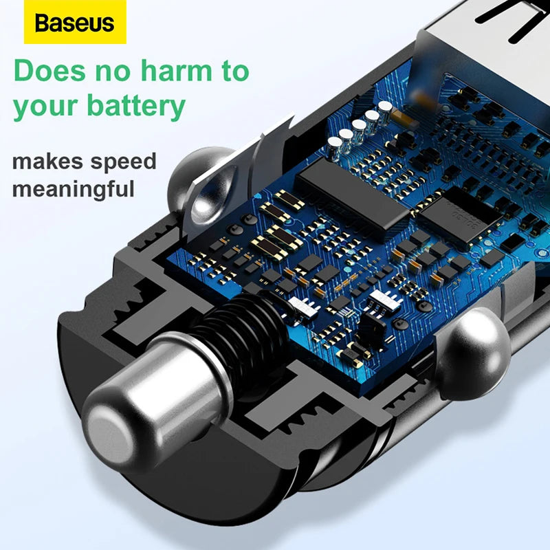 Baseus carregador de carro usb carga rápida 4.0 qc4.0 qc3.0 pps scp 5a pd tipo c 30w carregador usb de carro rápido para iphone xiaomi telefone móvel